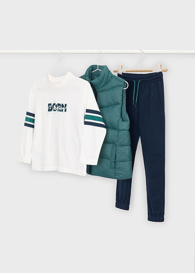 Mayoral Boys Dark Lake Gilet, Trouser and T-shirt Set