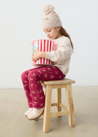 Mayoral Girls Raspberry Printed Fleece Leggings and Sweatshirt Set