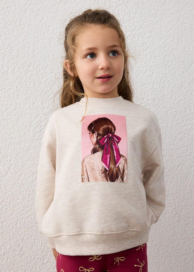 Mayoral Girls Raspberry Printed Fleece Leggings and Sweatshirt Set
