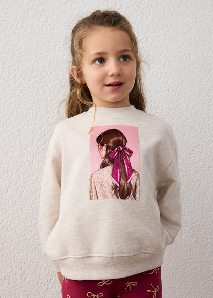 Mayoral Girls Raspberry Printed Fleece Leggings and Sweatshirt Set
