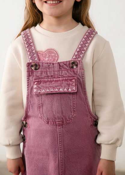 Mayoral Girls Grape Embroidered Overall Dungaree Dress