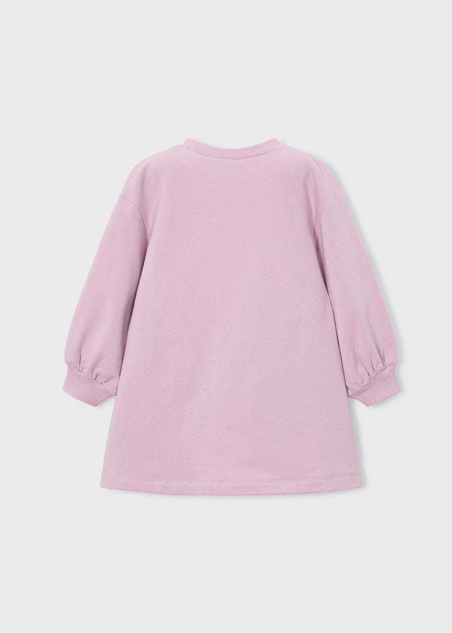Mayoral Girls Mauve Graphic Print Fleece Dress