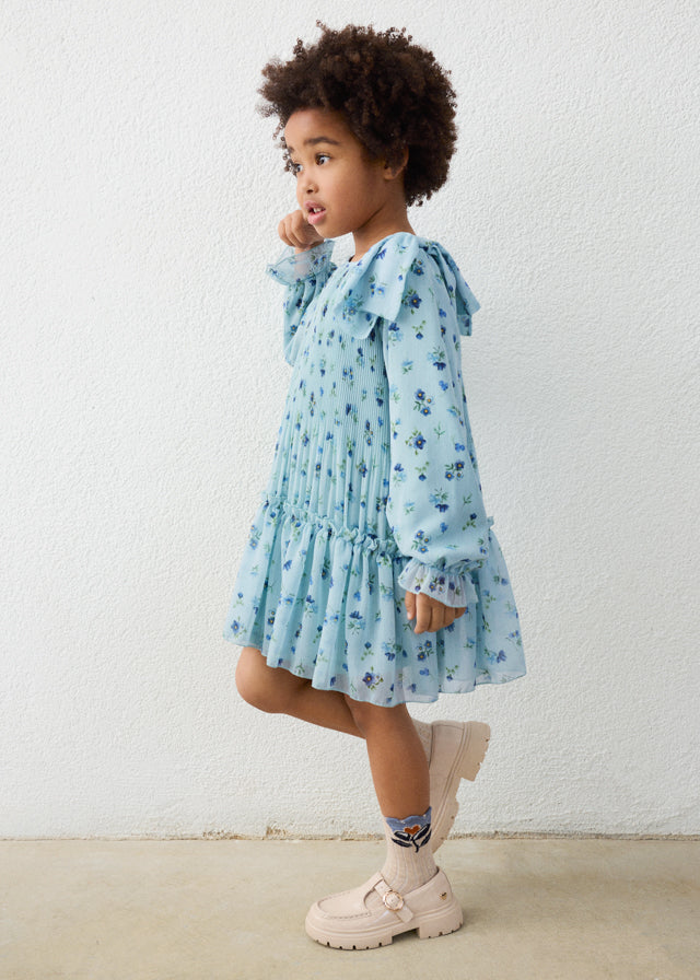 Mayoral Girls Anise Pleated Printed Dress