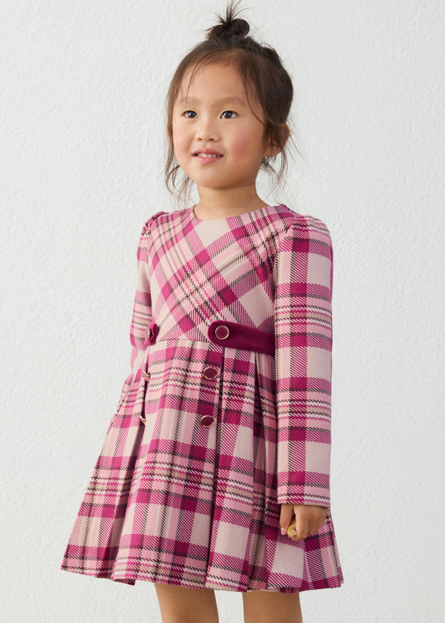 Mayoral Girls Raspberry Plaid Dress