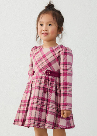 Mayoral Girls Raspberry Plaid Dress