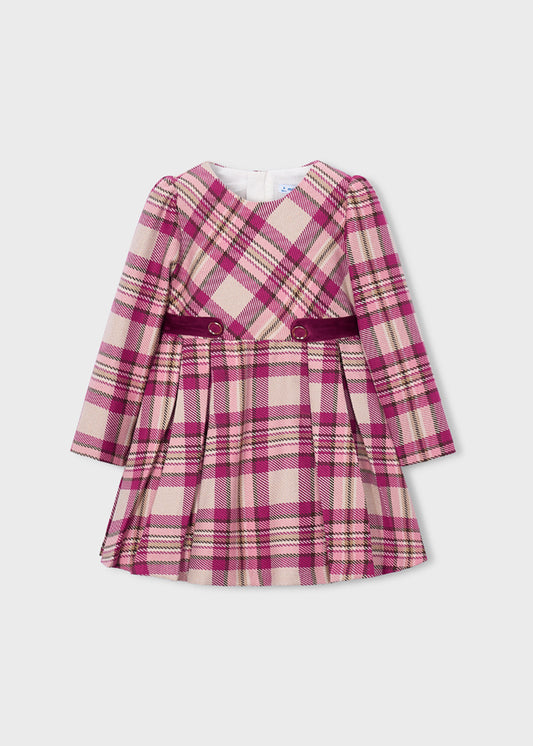 Mayoral Girls Raspberry Plaid Dress