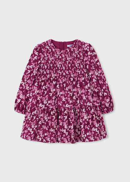 Mayoral Girls Raspberry Printed Velvet Dress