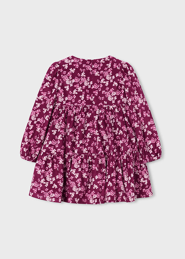 Mayoral Girls Raspberry Printed Velvet Dress