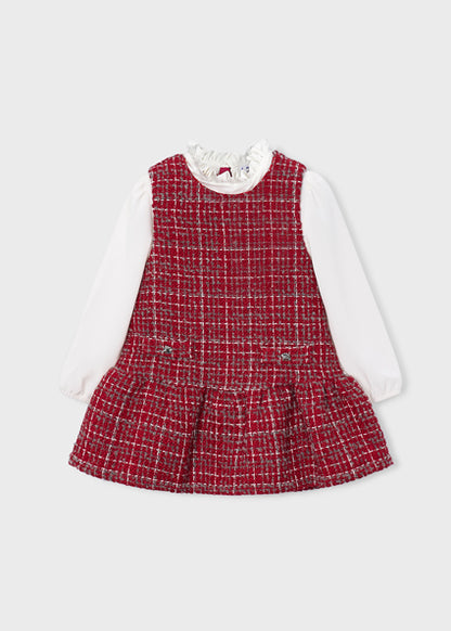 Mayoral Girls Red Combined Pinafore Dress