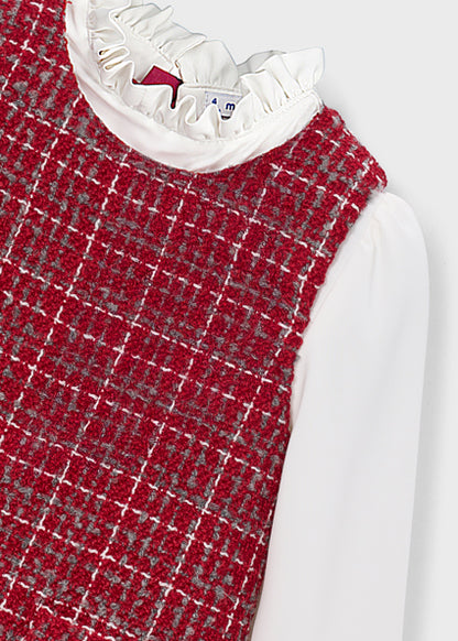 Mayoral Girls Red Combined Pinafore Dress