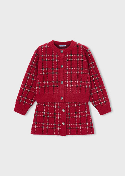 Mayoral Girls Red Tricot Skirt Set