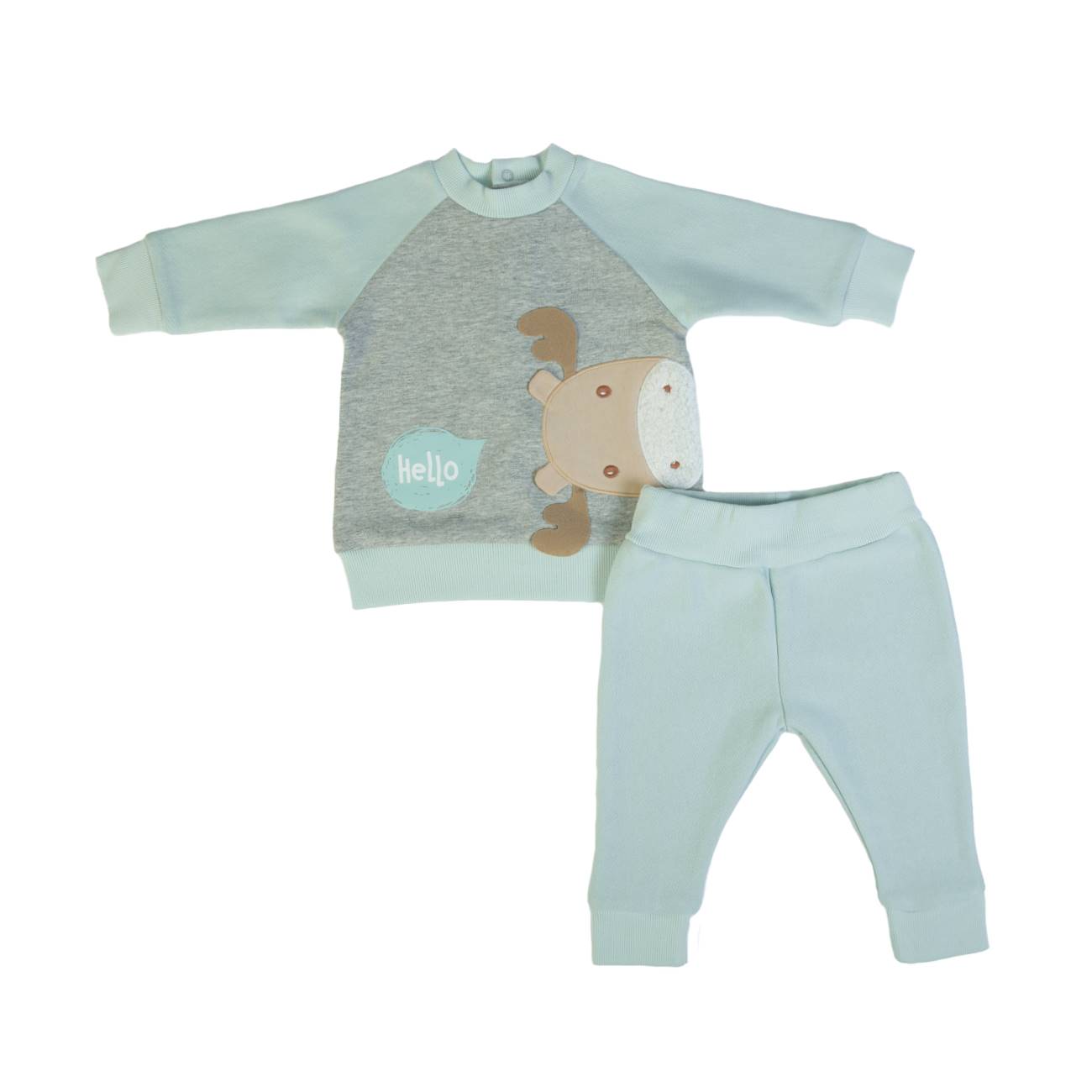 Organic Baby Boys Green Cow Print Tracksuit