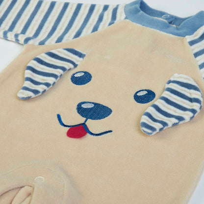 Organic Baby Boys Blue Dog Babygrow