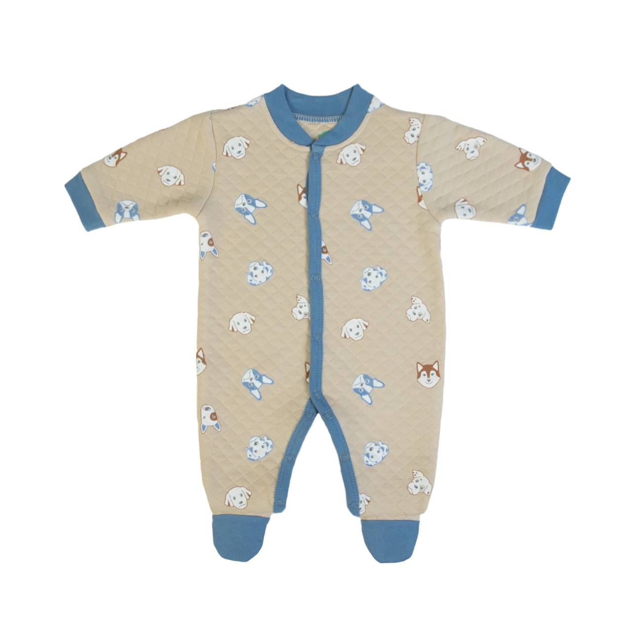 Organic Baby Boys Blue Dog  Quilted Babygrow