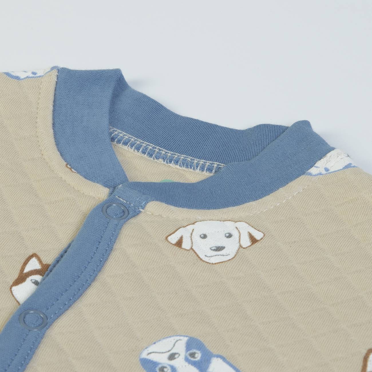 Organic Baby Boys Blue Dog  Quilted Babygrow