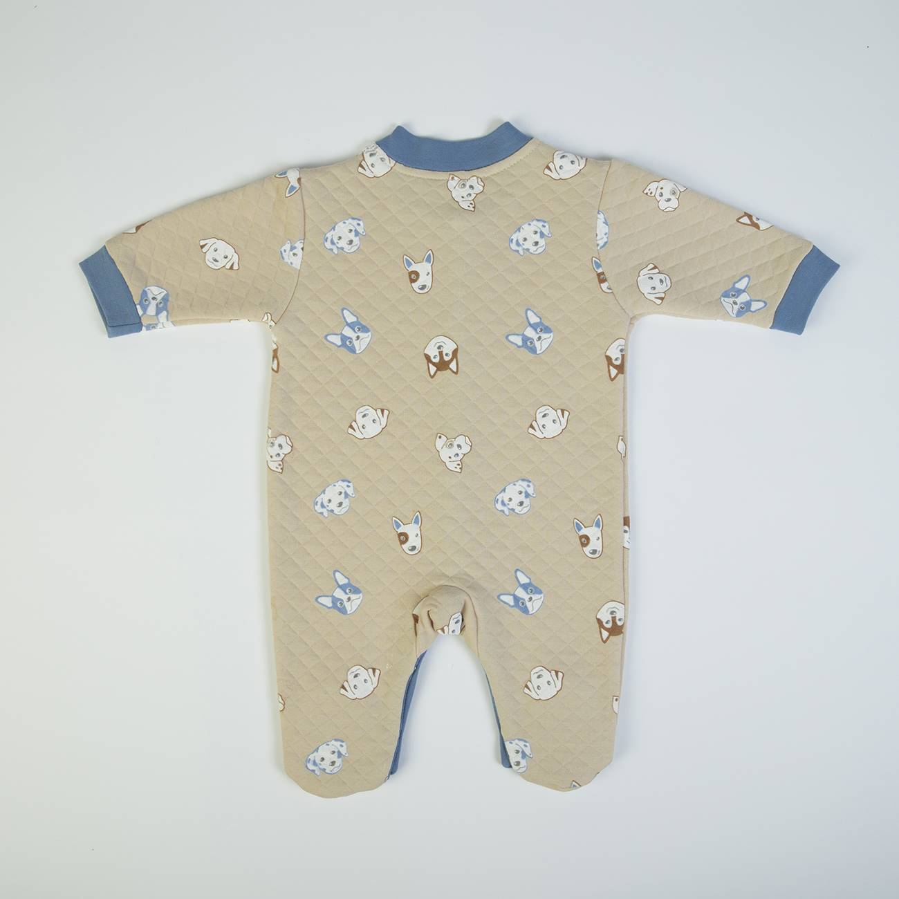 Organic Baby Boys Blue Dog  Quilted Babygrow