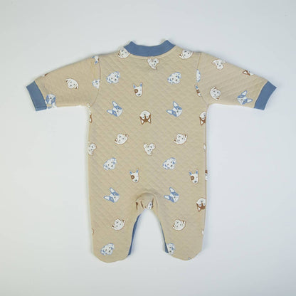 Organic Baby Boys Blue Dog  Quilted Babygrow