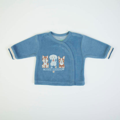 Organic Baby Boys Blue Dog 2 Piece 3 mTop And Trouser Set