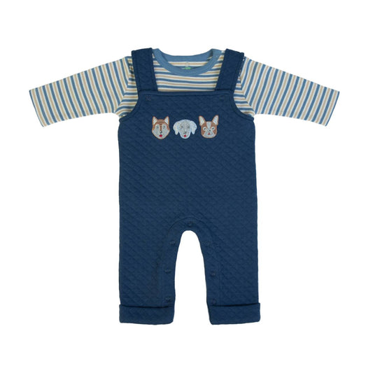 Organic Navy Baby Boys Salopete and Top 2 Piece Set