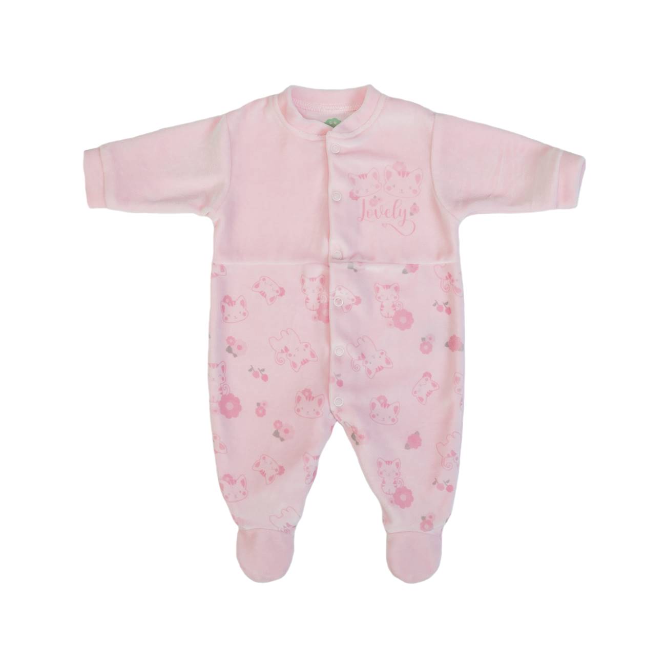 Organic Baby Girls Pink Cats Babygrow