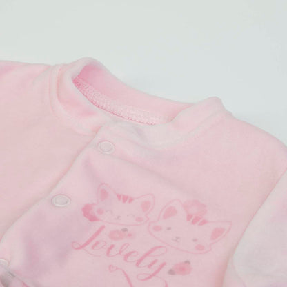 Organic Baby Girls Pink Cats Babygrow