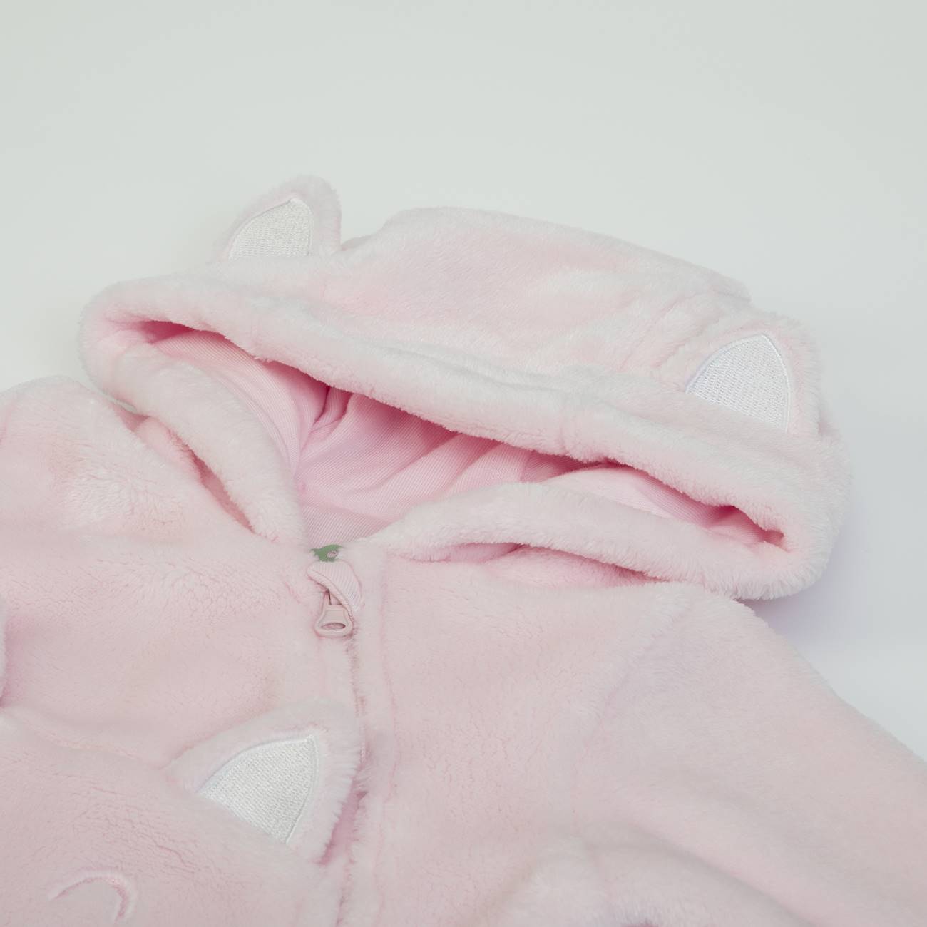 Organic Baby Girls Pink Cats Fur Lined Babygrow