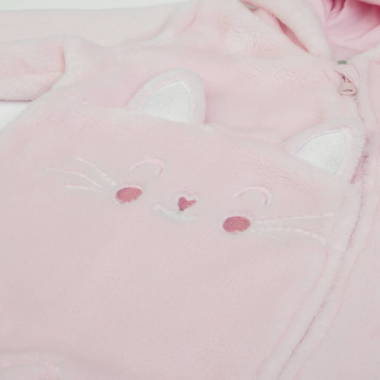 Organic Baby Girls Pink Cats Fur Lined Babygrow