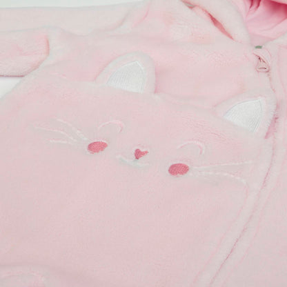 Organic Baby Girls Pink Cats Fur Lined Babygrow