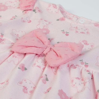 Organic Baby Girls Pink Bow Dress