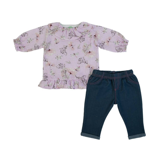 Organic Baby Girls Lilac Tunic And Jean Leggings