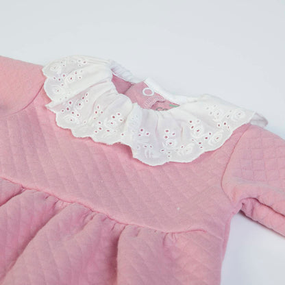 Organic Baby Girls Pink Quilted Baby Grow