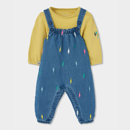 Boboli Baby Girls Blue Denim Dungaree Set