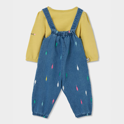 Boboli Baby Girls Blue Denim Dungaree Set