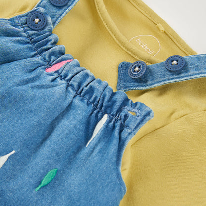 Boboli Baby Girls Blue Denim Dungaree Set