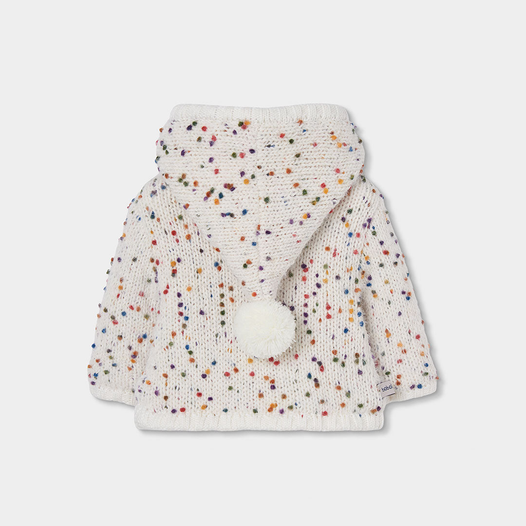 Boboli Baby Girls Off White Knitwear Jacket with Multi coloured Pattern