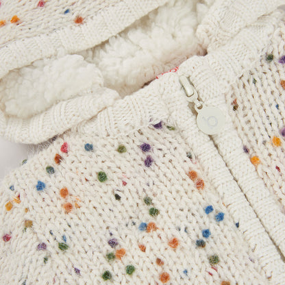 Boboli Baby Girls Off White Knitwear Jacket with Multi coloured Pattern