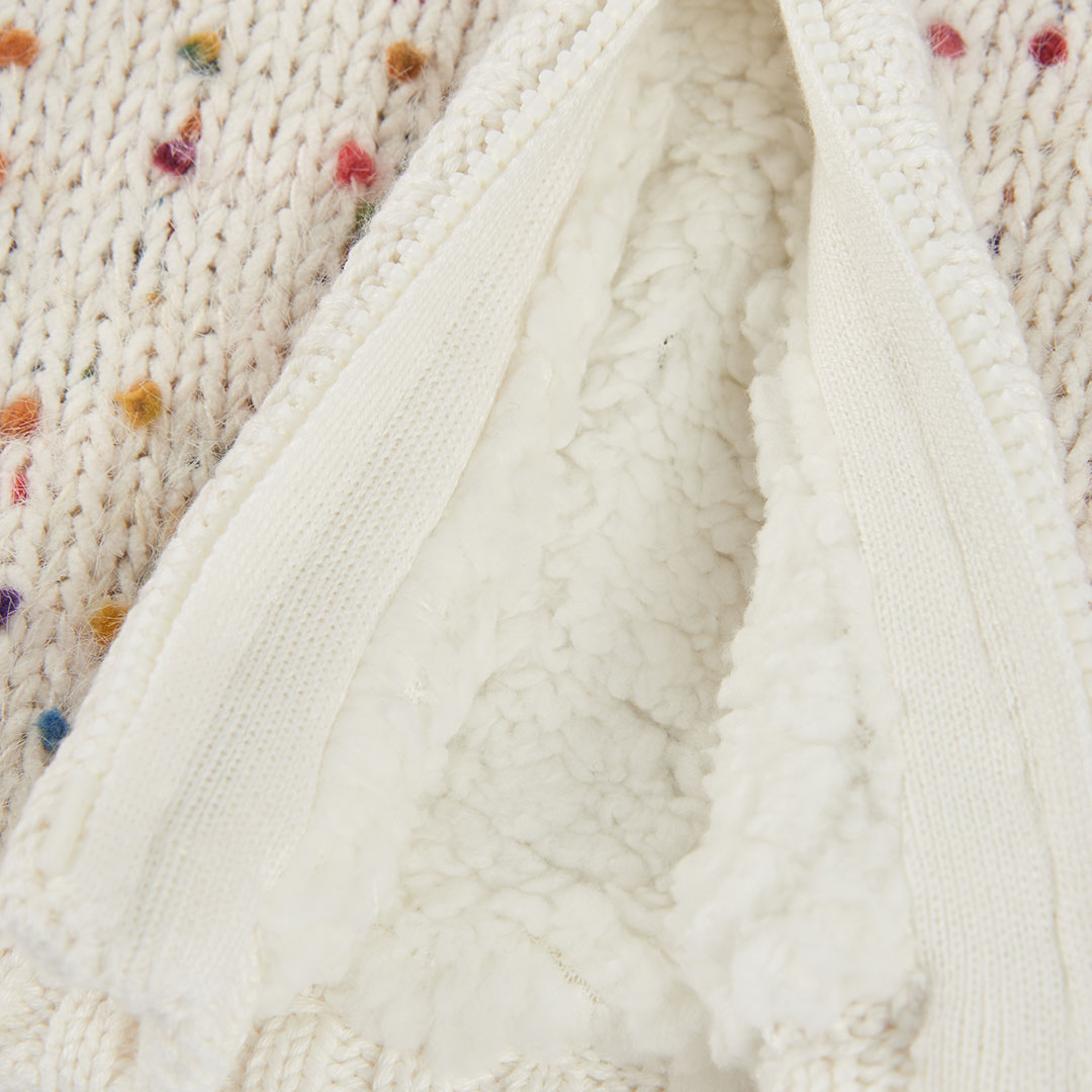 Boboli Baby Girls Off White Knitwear Jacket with Multi coloured Pattern