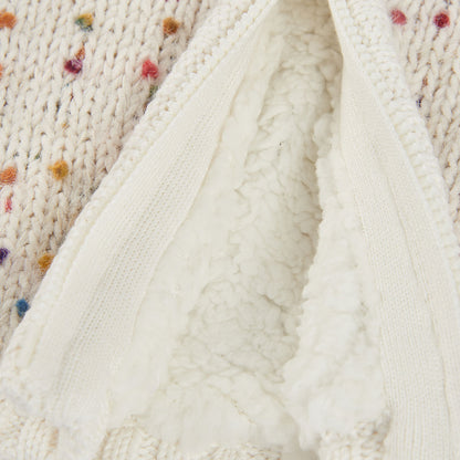 Boboli Baby Girls Off White Knitwear Jacket with Multi coloured Pattern