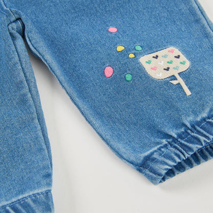 Boboli Baby Girls Blue Soft Denim Trousers