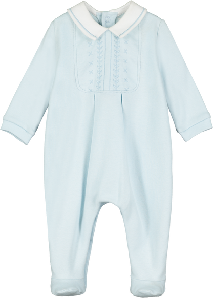 Emile et Rose Blue Baby Embroidered Baby Grow & Hat
