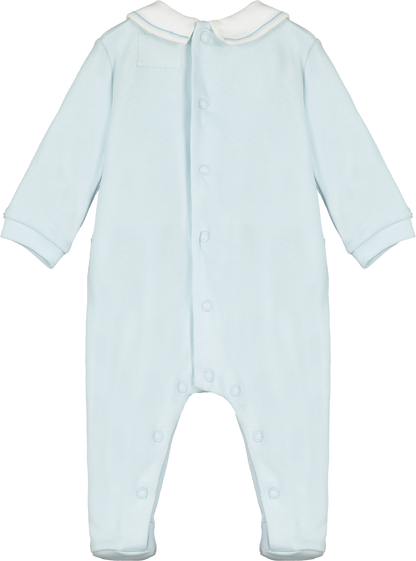 Emile et Rose Blue Baby Embroidered Baby Grow & Hat