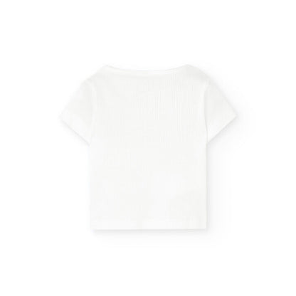 Boboli Baby Off White Pop Button T-Shirt