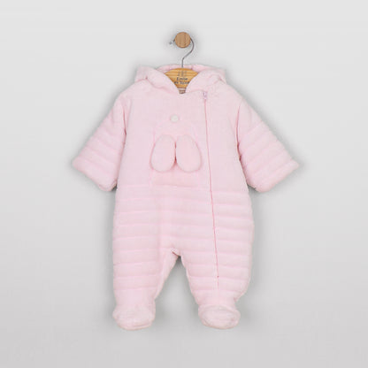 Emile et Rose Baby Girls Alison Fleece Pramsuit with 3D Bunny