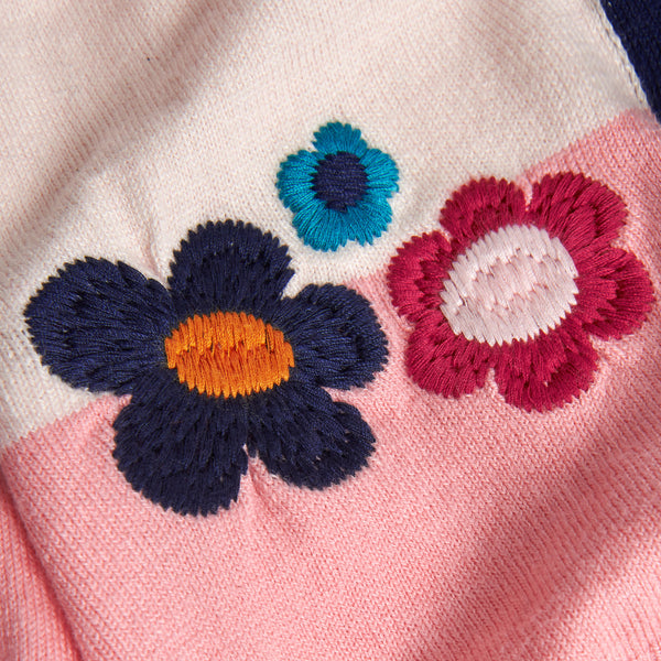 Boboli knit dress with flower embroidery