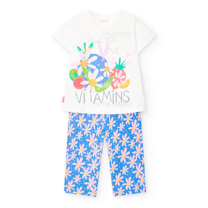 Boboli 2 Piece Summer Girls T-Shirt And Leggings Outfit