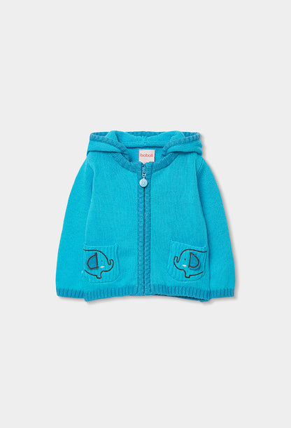 Boboli Baby Boys Blue Elephant Zip Up Knit Jacket