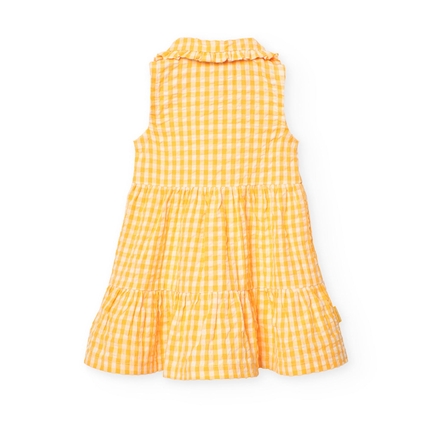 Boboli Girls Summer Orange Yellow Checked Poplin Dress