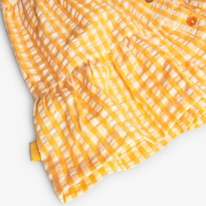 Boboli Girls Summer Orange Yellow Checked Poplin Dress