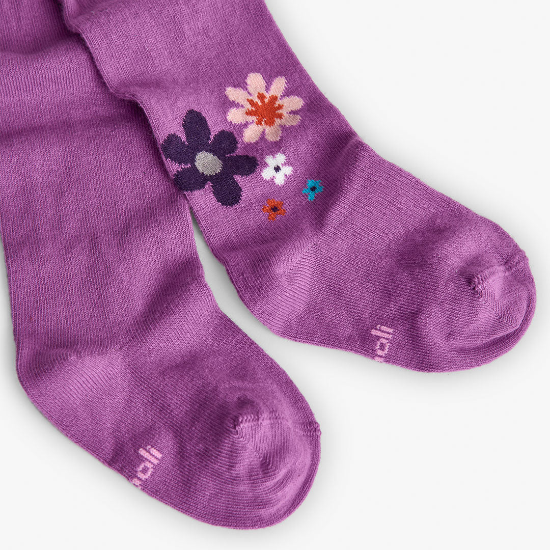 Boboli Girls Thick Floral Blackberry Tights
