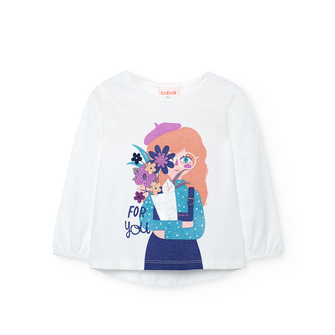 Boboli Girls Off White Long Sleeve Top